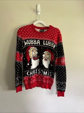 Cartoon Network Red and Black 'Wubba Lubby Christmas' Crewneck Sweater
